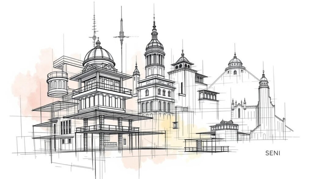 sketsa arsitektur